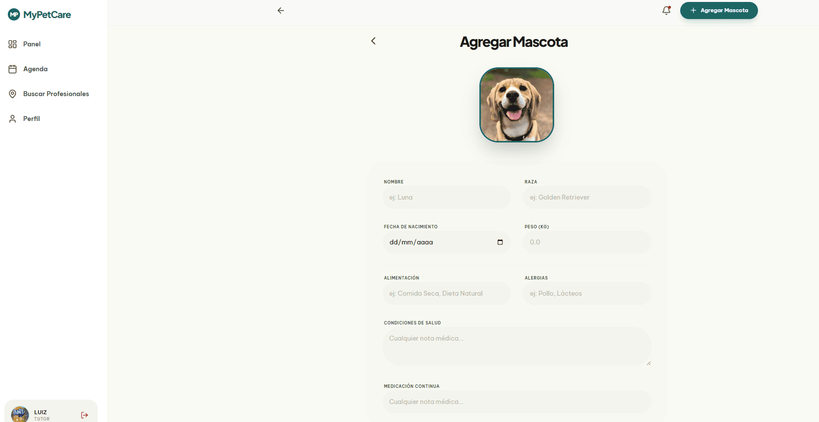 Ficha completa de la mascota