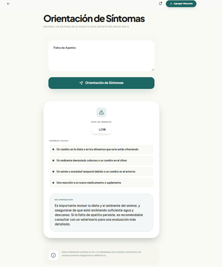 IA de orientación sobre síntomas